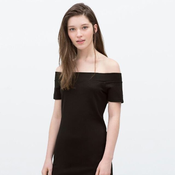 Zara Dresses & Skirts - Zara Black Off the Shoulder Bodycon Dress
